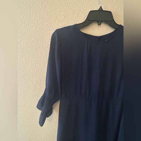 Halogen Ruffle Cuff Midi Dress In Navy Blue Size XS NWT - Picture 3 of 8